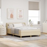 vidaXL Pat cu arcuri și saltea crem 90x200 cm Crem 140 x 200 cm vidaXL Pat cu arcuri și saltea crem 90x200 cm Crem 140 x 200 cm
