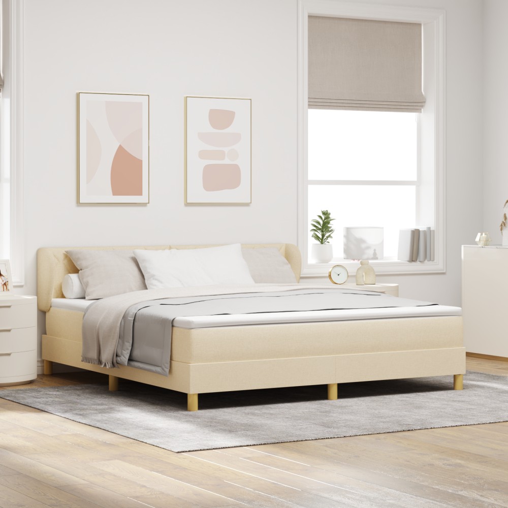 vidaXL Pat cu arcuri și saltea crem 90x200 cm Crem 180 x 200 cm