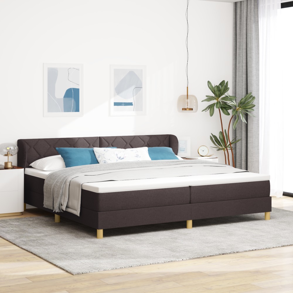 vidaXL Pat cu arcuri și saltea crem 90x200 cm Maro închis 200 x 200 cm