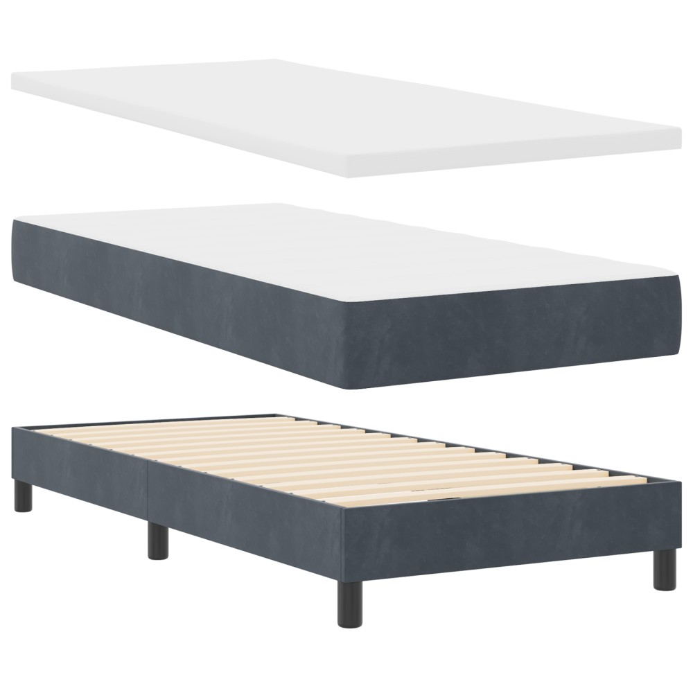 vidaXL Pat cu saltea cu arcuri Gri închis 80x200 cm Catifea Gri închis