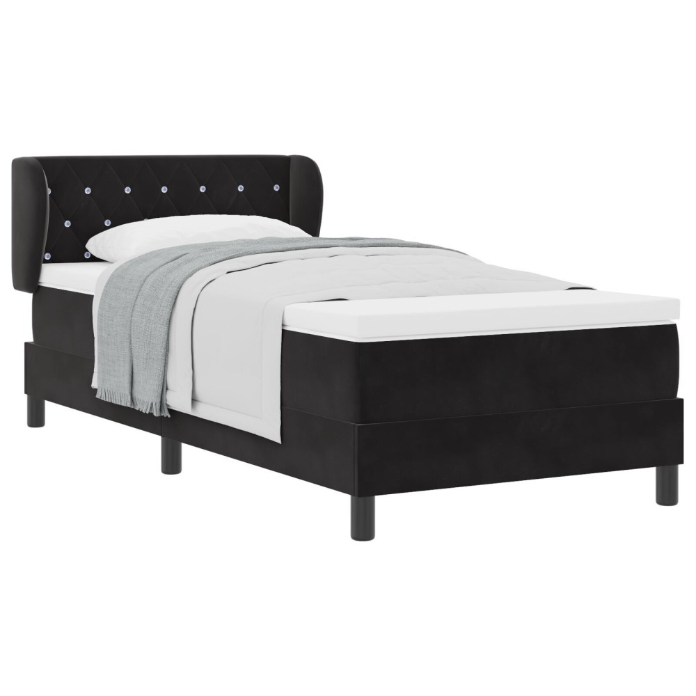 vidaXL Pat cu saltea cu arcuri Gri închis 80x200 cm Catifea Negru