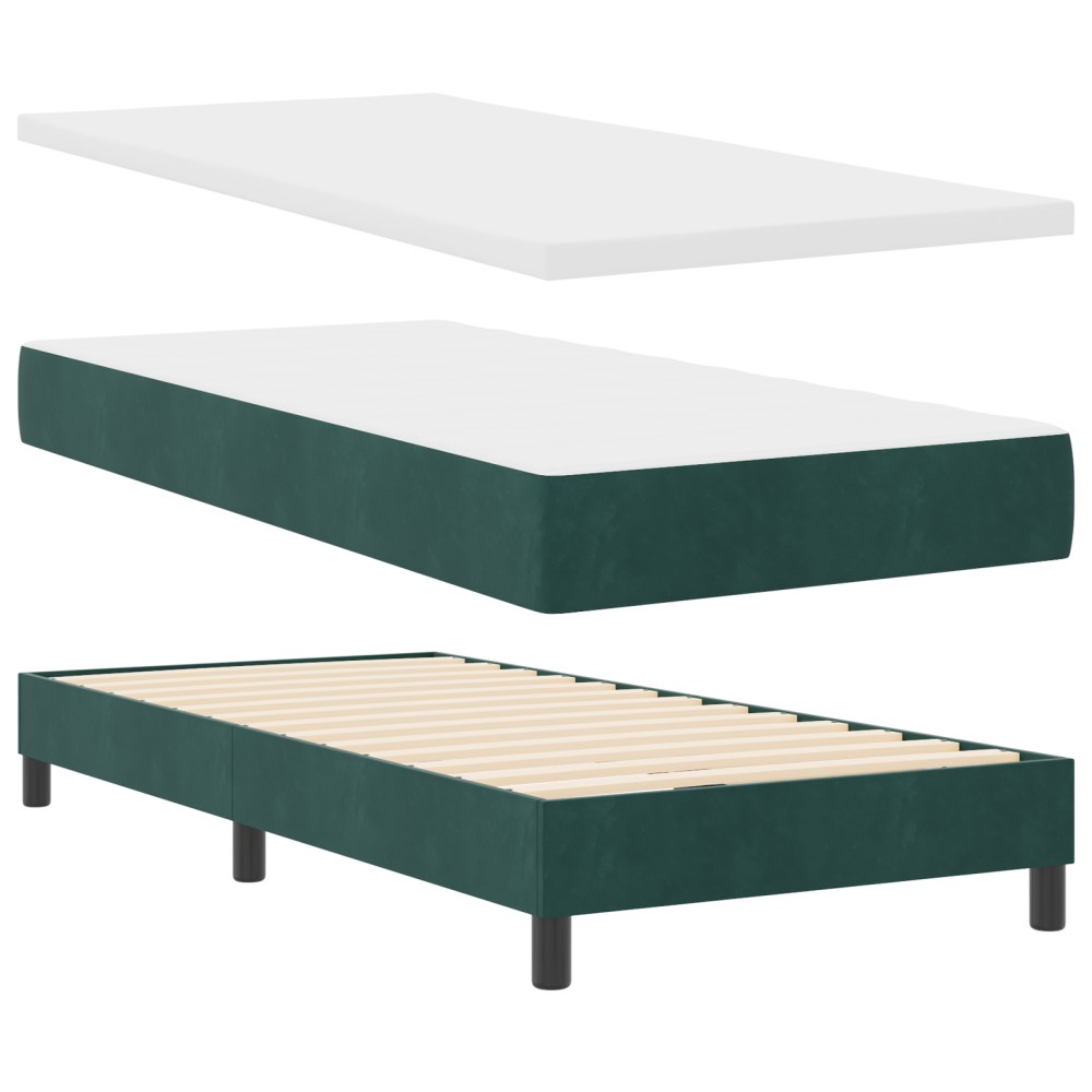 Pat cu saltea vidaXL Spring Box Verde închis 90x190 cm Catifea