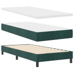 Pat cu saltea vidaXL Spring Box Verde închis 90x190 cm Catifea Pat cu saltea vidaXL Spring Box Verde închis 90x190 cm Catifea