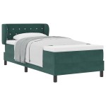 Pat cu saltea vidaXL Spring Box Verde închis 90x190 cm Catifea Pat cu saltea vidaXL Spring Box Verde închis 90x190 cm Catifea