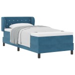 Pat Box Spring vidaXL cu Saltea Albastru Întunecat 90x200 cm Catifea Pat Box Spring vidaXL cu Saltea Albastru Întunecat 90x200 cm Catifea