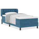 Pat Box Spring vidaXL cu Saltea Albastru Întunecat 90x200 cm Catifea Pat Box Spring vidaXL cu Saltea Albastru Întunecat 90x200 cm Catifea