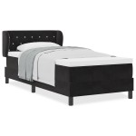 Pat cu arc de boxă vidaXL cu saltea Negru 100x200 cm Catifea Pat cu arc de boxă vidaXL cu saltea Negru 100x200 cm Catifea