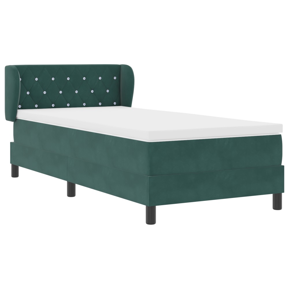 Pat Box Spring vidaXL cu saltea Verde închis 100x200 cm Catifea