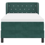 Pat Box Spring vidaXL cu saltea Verde închis 100x200 cm Catifea