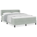 Pat cu saltea vidaXL Gri deschis 140x190 cm Catifea Pat cu saltea vidaXL Gri deschis 140x190 cm Catifea