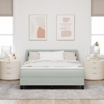 Pat cu saltea vidaXL Gri deschis 140x190 cm Catifea Pat cu saltea vidaXL Gri deschis 140x190 cm Catifea