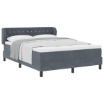 Pat din catifea gri închis cu arcuri și saltea vidaXL 140x190 cm