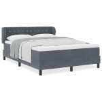 Pat din catifea gri închis cu arcuri și saltea vidaXL 140x190 cm