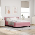 Pat cu saltea vidaXL Roz 160x200 cm Catifea Pat cu saltea vidaXL Roz 160x200 cm Catifea