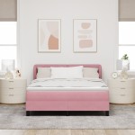 Pat cu saltea vidaXL Roz 160x200 cm Catifea Pat cu saltea vidaXL Roz 160x200 cm Catifea