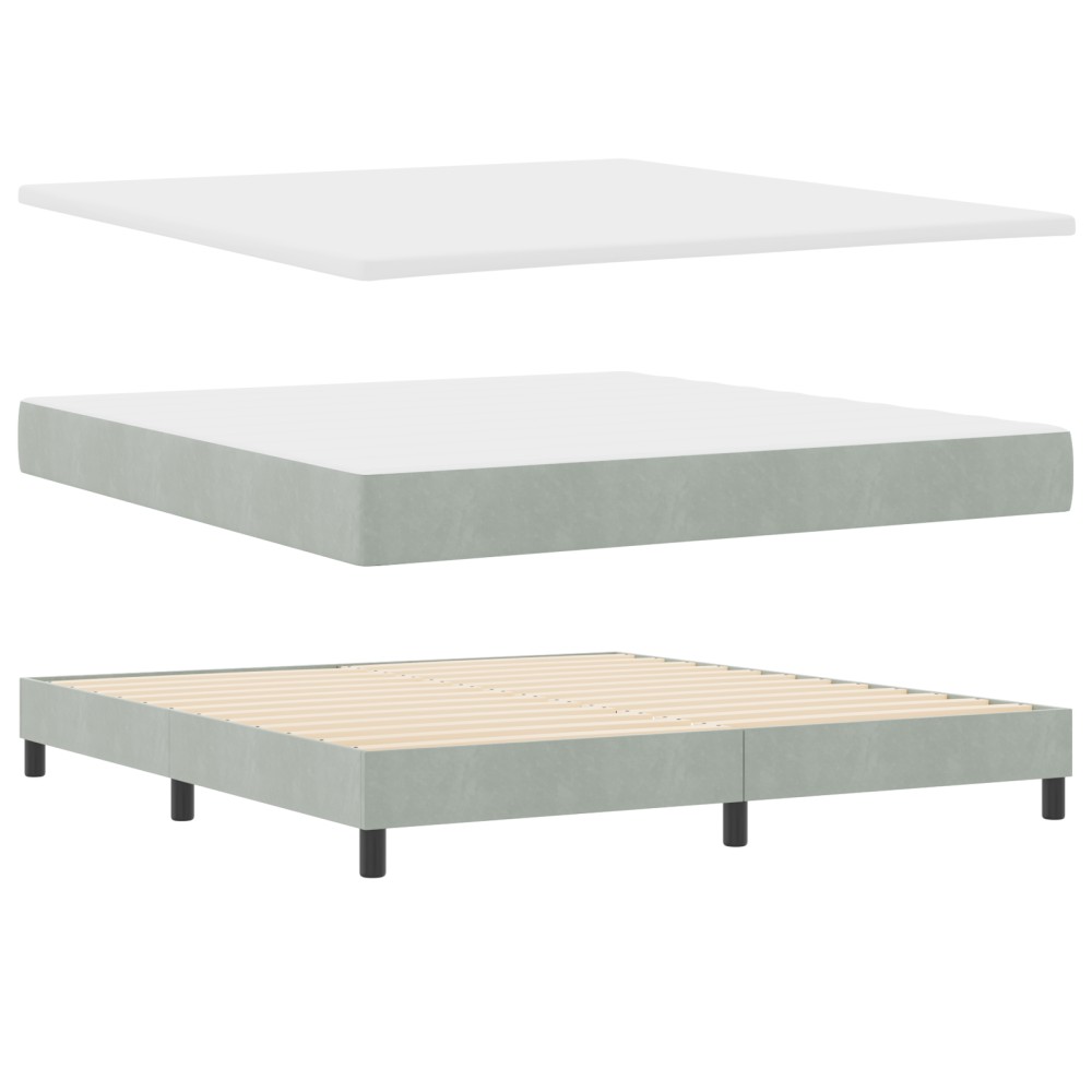 Pat Box Spring vidaXL cu Saltea Gri deschis 180x200 cm Catifea
