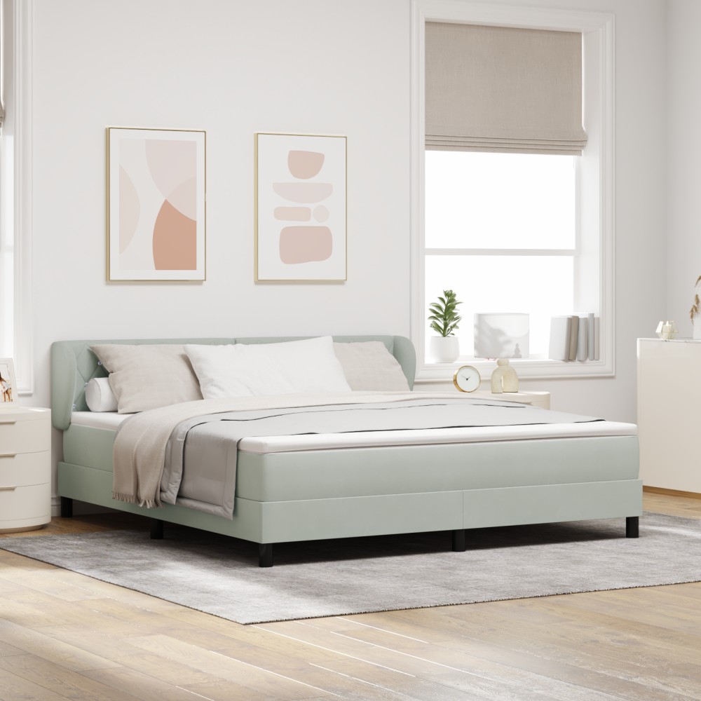 Pat Box Spring vidaXL cu Saltea Gri deschis 180x200 cm Catifea