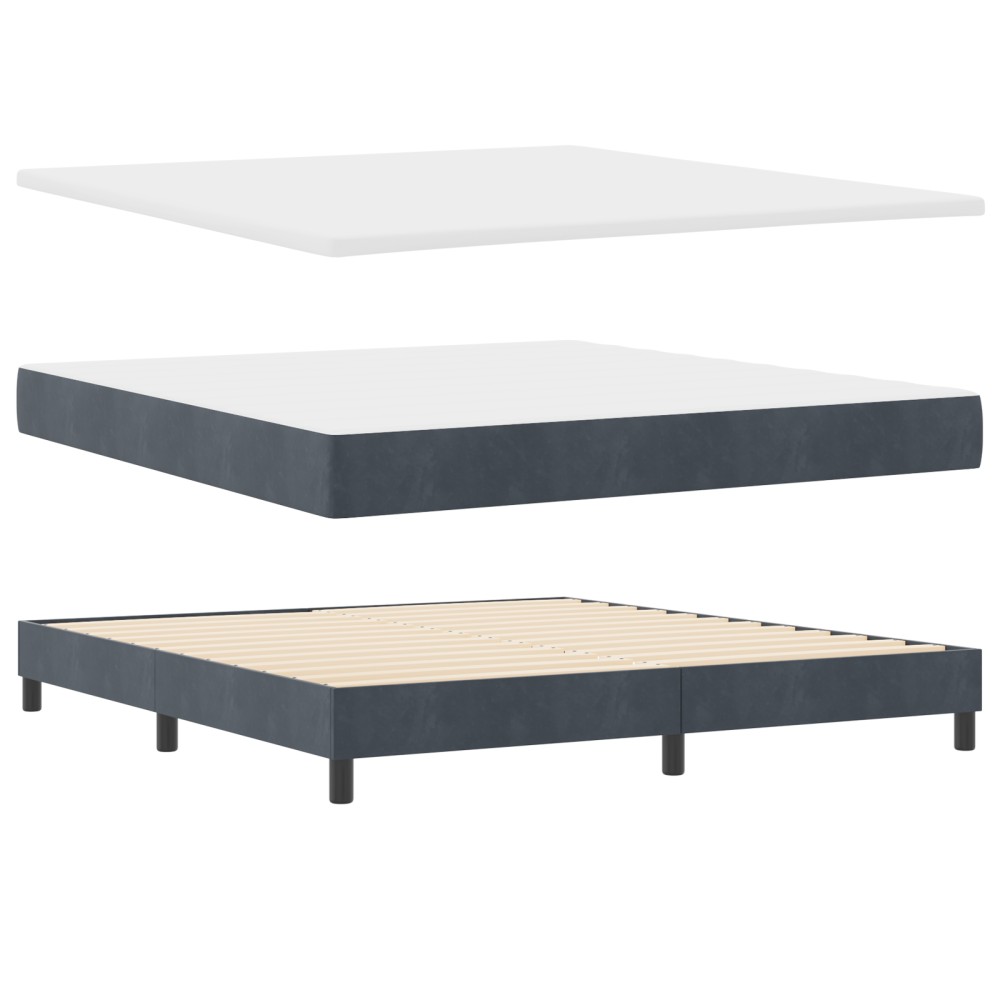 Pat Box Spring vidaXL cu Saltea Gri Închis 180x200 cm Catifea