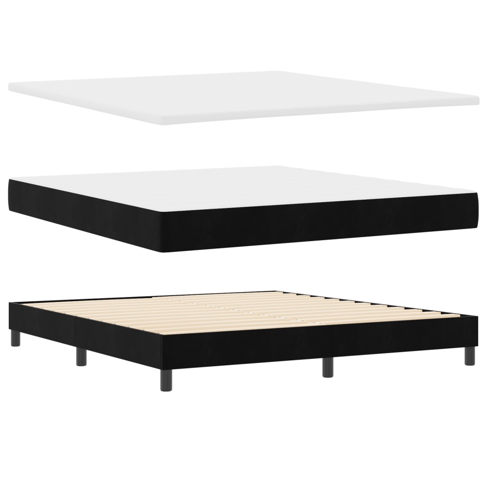 Pat cu saltea vidaXL Black 180x200 cm Catifea