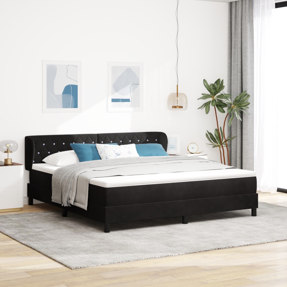 Pat cu saltea vidaXL Black 180x200 cm Catifea