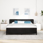 Pat cu saltea vidaXL Black 180x200 cm Catifea Pat cu saltea vidaXL Black 180x200 cm Catifea
