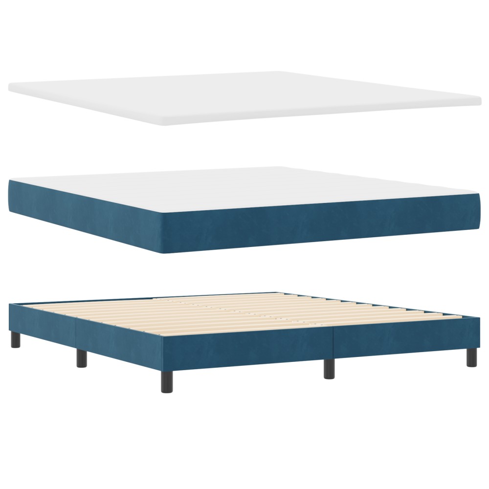Pat cu saltea Box Spring vidaXL Albastru închis 180x200 cm Catifea