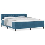 Pat cu saltea Box Spring vidaXL Albastru închis 180x200 cm Catifea Pat cu saltea Box Spring vidaXL Albastru închis 180x200 cm Catifea