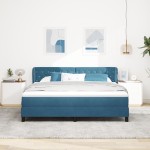 Pat cu saltea Box Spring vidaXL Albastru închis 180x200 cm Catifea Pat cu saltea Box Spring vidaXL Albastru închis 180x200 cm Catifea