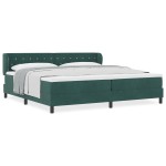 Pat cu saltea vidaXL Dark Green 200x200 cm Catifea Pat cu saltea vidaXL Dark Green 200x200 cm Catifea