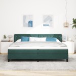 Pat cu saltea vidaXL Dark Green 200x200 cm Catifea Pat cu saltea vidaXL Dark Green 200x200 cm Catifea