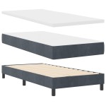 vidaXL Pat cu saltea cu arcuri Gri închis 80x200 cm Catifea Gri închis vidaXL Pat cu saltea cu arcuri Gri închis 80x200 cm Catifea Gri închis