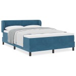 Pat Box Spring cu Saltea vidaXL Albastru Închis 140x190 cm Catifea Pat Box Spring cu Saltea vidaXL Albastru Închis 140x190 cm Catifea