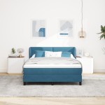 Pat Box Spring cu Saltea vidaXL Albastru Închis 140x190 cm Catifea Pat Box Spring cu Saltea vidaXL Albastru Închis 140x190 cm Catifea
