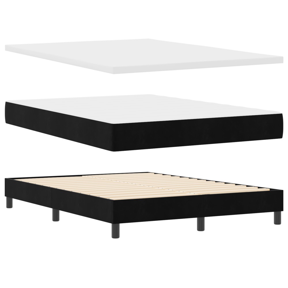 Pat cu saltea vidaXL Black 140x200 cm Catifea