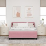 Pat cu saltea vidaXL Roz 140x200 cm Catifea