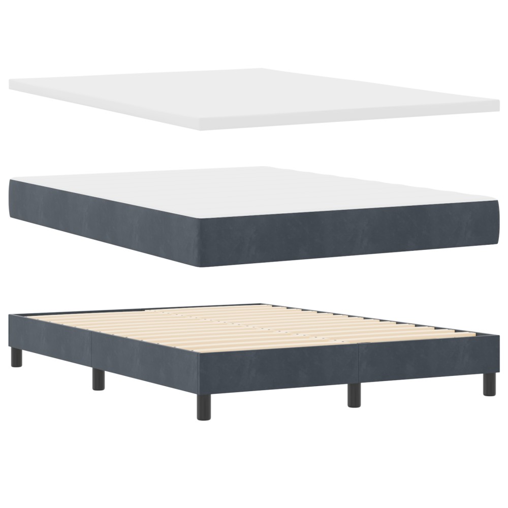 Pat cu saltea Box Spring vidaXL Gri închis 160x200 cm Catifea