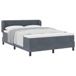 Pat cu saltea Box Spring vidaXL Gri închis 160x200 cm Catifea Pat cu saltea Box Spring vidaXL Gri închis 160x200 cm Catifea