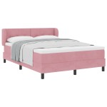 Pat Box Spring vidaXL cu saltea Roz 160x200 cm Catifea Pat Box Spring vidaXL cu saltea Roz 160x200 cm Catifea