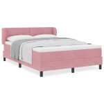 Pat Box Spring vidaXL cu saltea Roz 160x200 cm Catifea Pat Box Spring vidaXL cu saltea Roz 160x200 cm Catifea