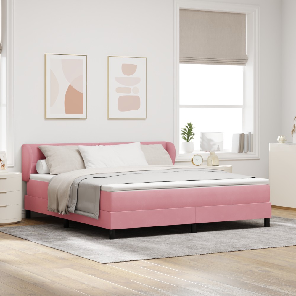 vidaXL Pat cu saltea cu arcuri Gri închis 80x200 cm Catifea Roz