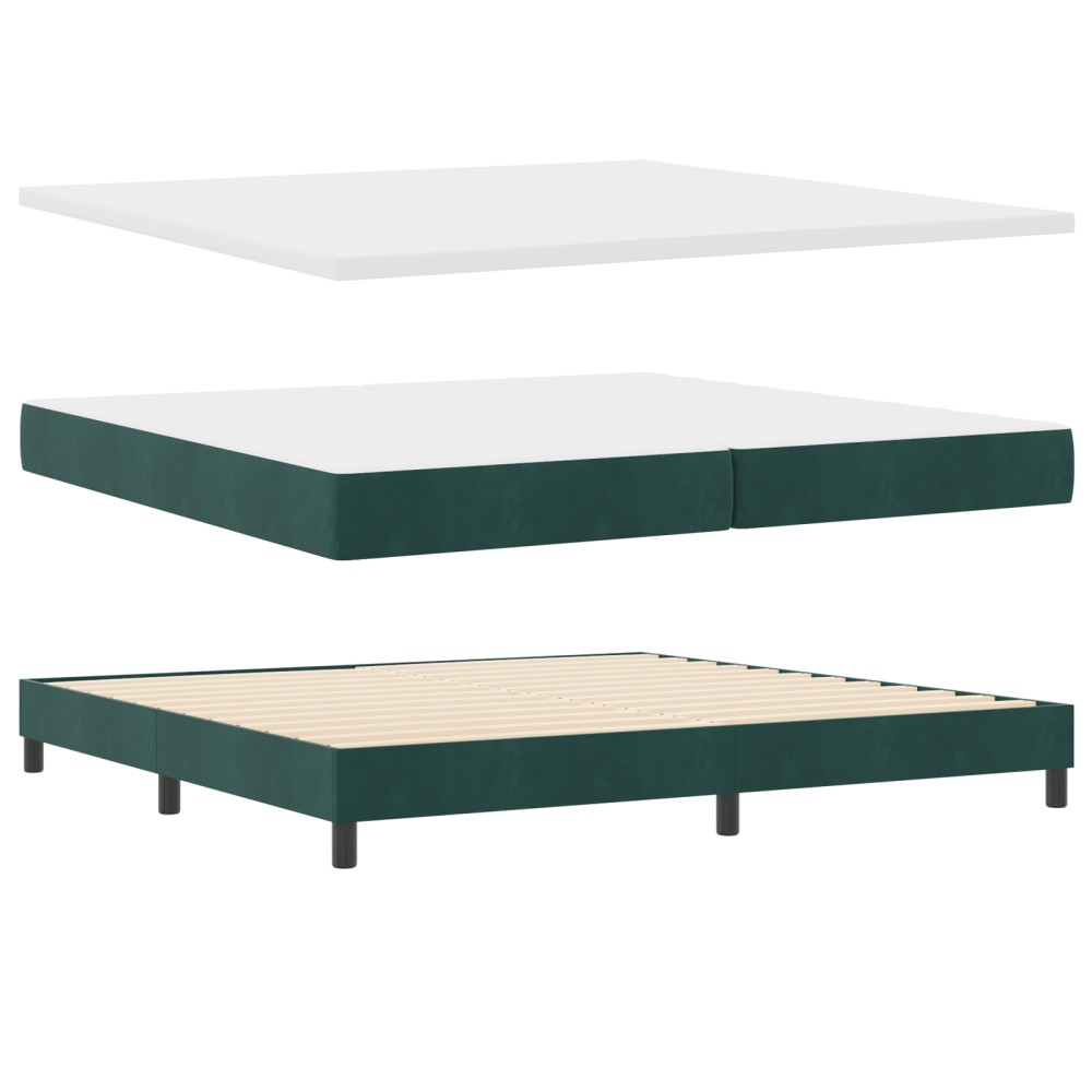 Pat cu arcuri vidaXL cu saltea Verde închis 200x200 cm Catifea