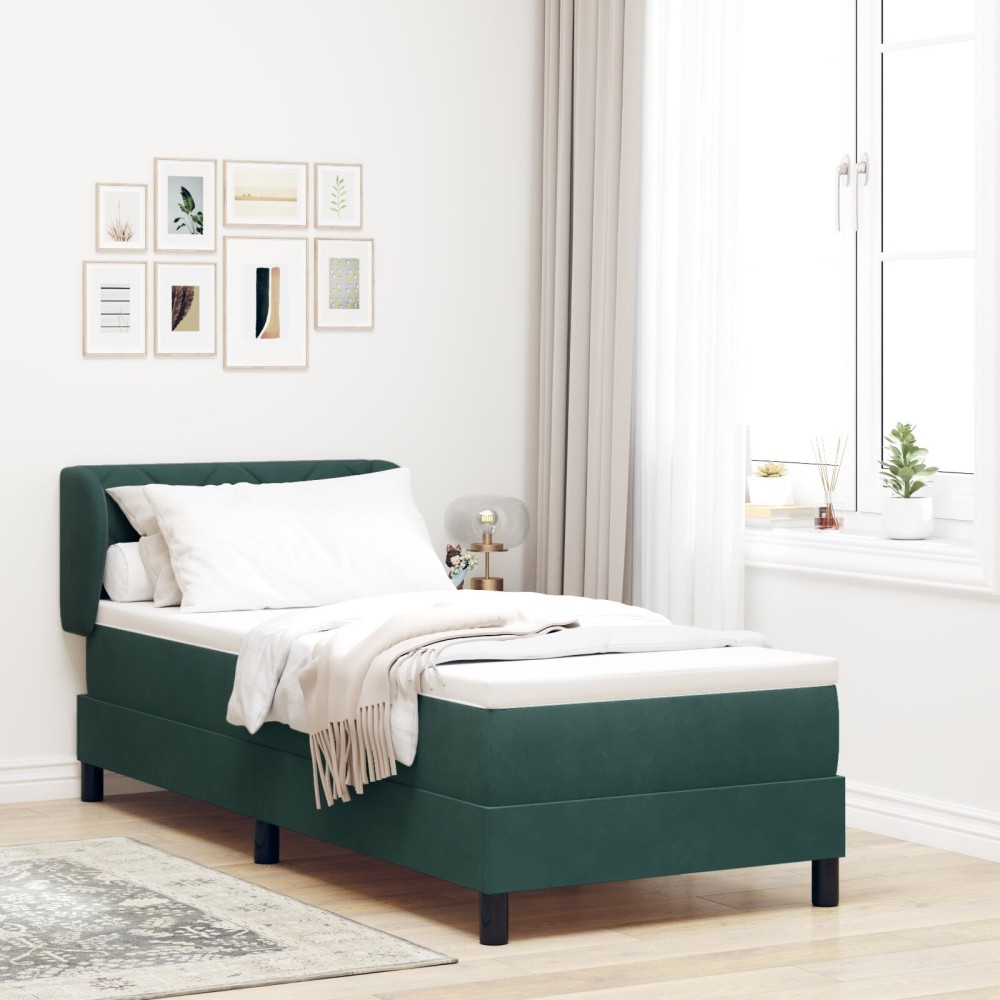 Pat cu saltea vidaXL, Verde închis 80x200 cm, Catifea