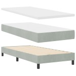 Pat cu Saltea Box Spring vidaXL Gri deschis 90x190 cm Catifea Pat cu Saltea Box Spring vidaXL Gri deschis 90x190 cm Catifea