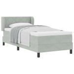Pat Box Spring vidaXL cu Saltea Gri deschis 90x200 cm Catifea Pat Box Spring vidaXL cu Saltea Gri deschis 90x200 cm Catifea