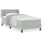 Pat Box Spring vidaXL cu Saltea Gri deschis 90x200 cm Catifea Pat Box Spring vidaXL cu Saltea Gri deschis 90x200 cm Catifea