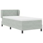Pat Box Spring vidaXL cu Saltea Gri deschis 90x200 cm Catifea Pat Box Spring vidaXL cu Saltea Gri deschis 90x200 cm Catifea