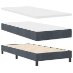 vidaXL Pat cu saltea cu arcuri Gri închis 80x200 cm Catifea Gri închis vidaXL Pat cu saltea cu arcuri Gri închis 80x200 cm Catifea Gri închis