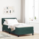 Pat cu arcuri vidaXL cu saltea Verde închis 90x200 cm Catifea Pat cu arcuri vidaXL cu saltea Verde închis 90x200 cm Catifea