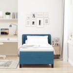 Pat cu saltea Box Spring vidaXL Albastru închis 100x200 cm Catifea Pat cu saltea Box Spring vidaXL Albastru închis 100x200 cm Catifea