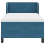 Pat cu saltea Box Spring vidaXL Albastru închis 100x200 cm Catifea Pat cu saltea Box Spring vidaXL Albastru închis 100x200 cm Catifea